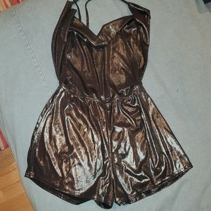 Metallic Cowl Neck Playsuit